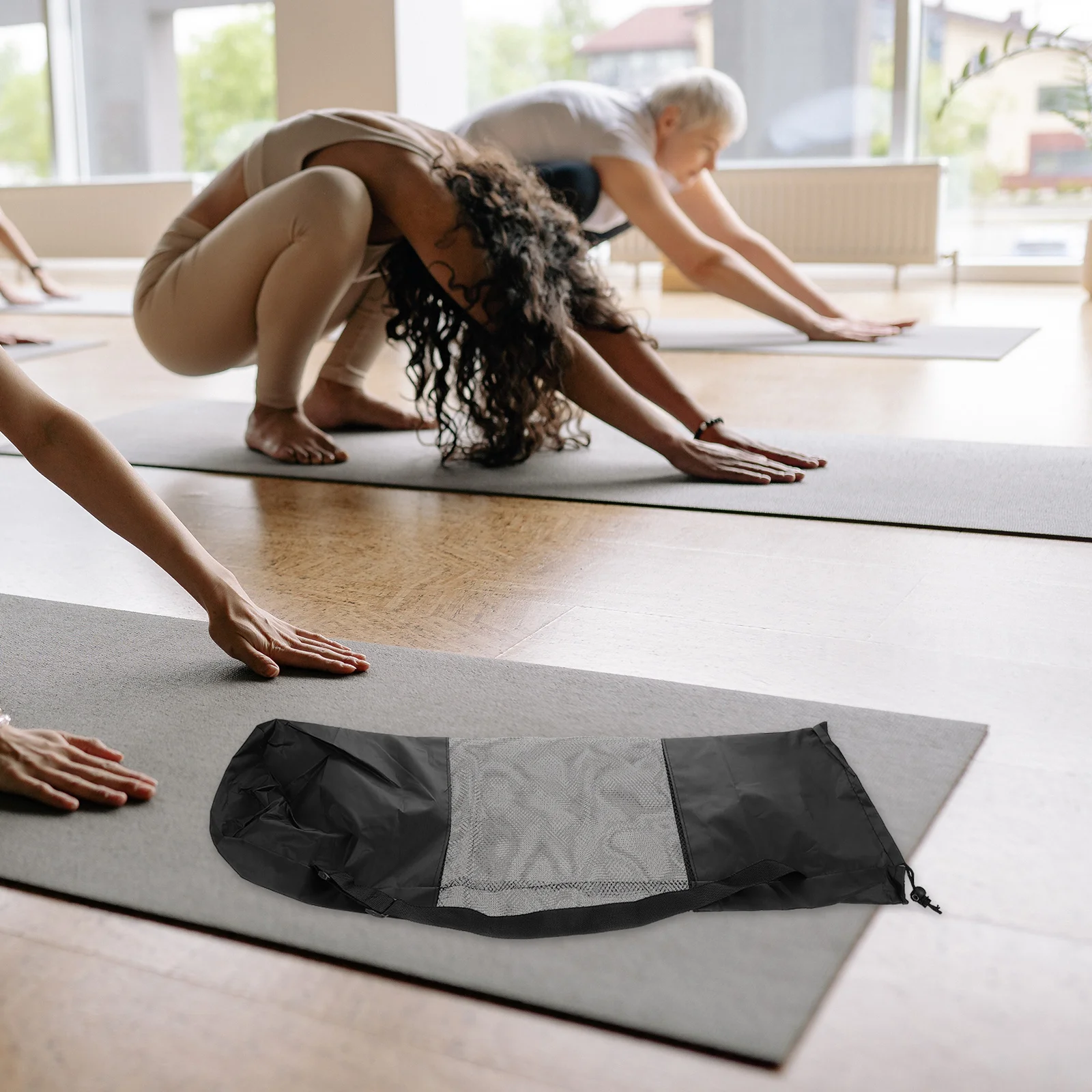 

2Pcs Yoga Mat Carrier Bag Breathable Mesh Material Oxford Fabric Drawstring Closure Portable Tote for Gym Pilates Exercise Mat