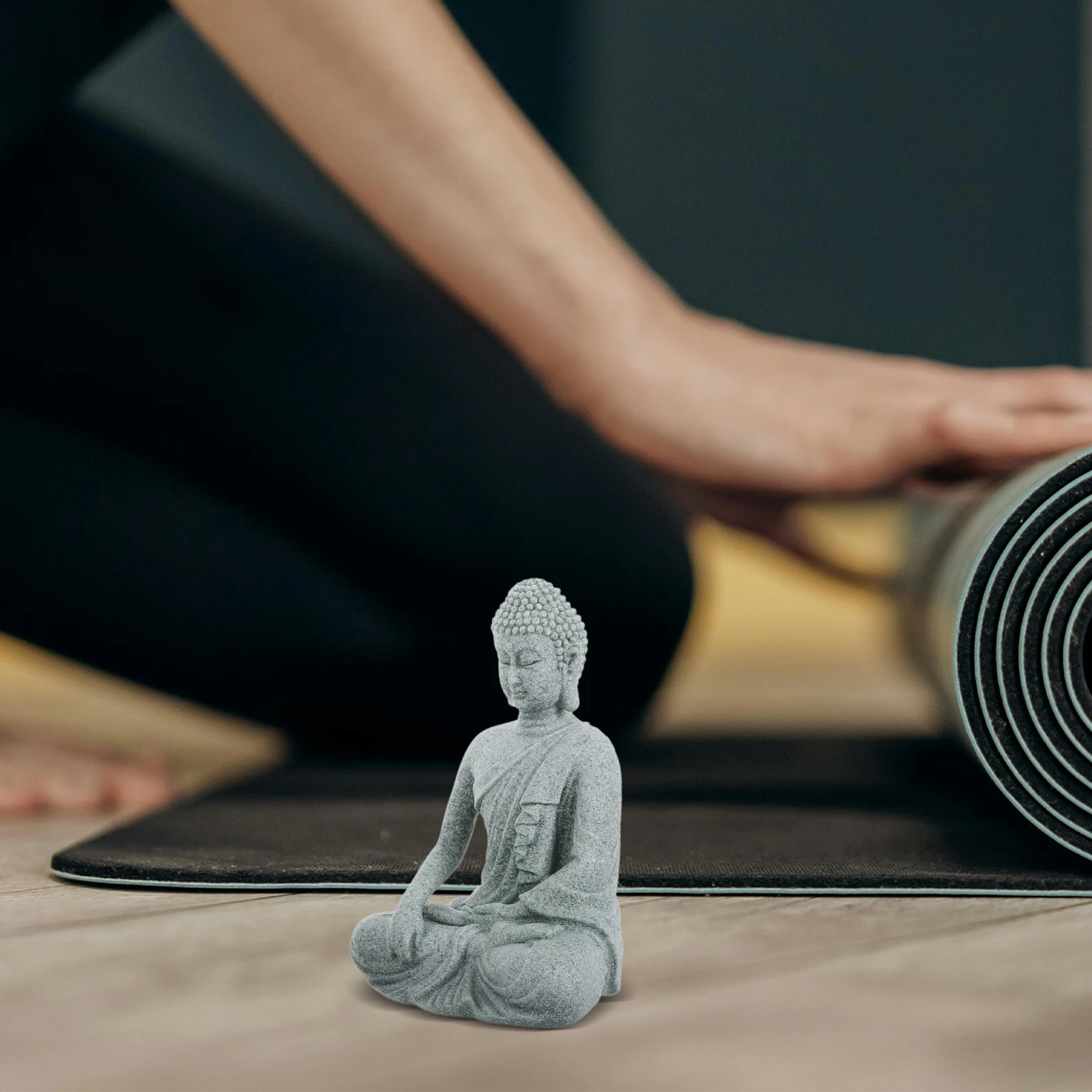 

3PCS Buddha Statue Home Decoration Grey stone Mini Desktop Office Yoga Living Room Aquarium Bookshelf Statues Buddhas