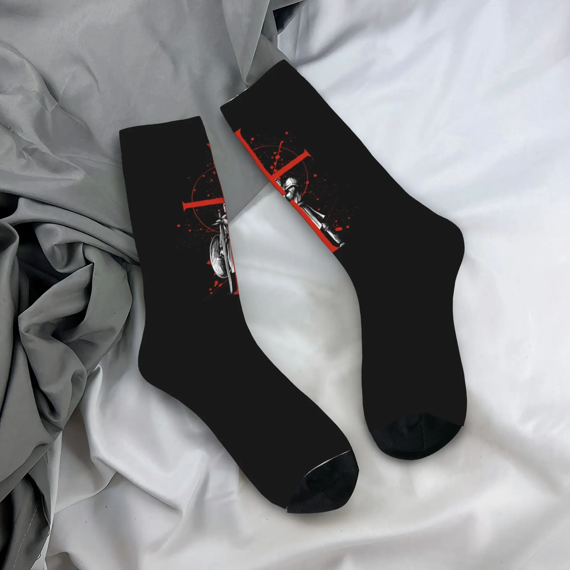 Custom Cool Knights Templar Socks Women Men Warm 3D Printed Warrior Cross Basketball Sports Socks