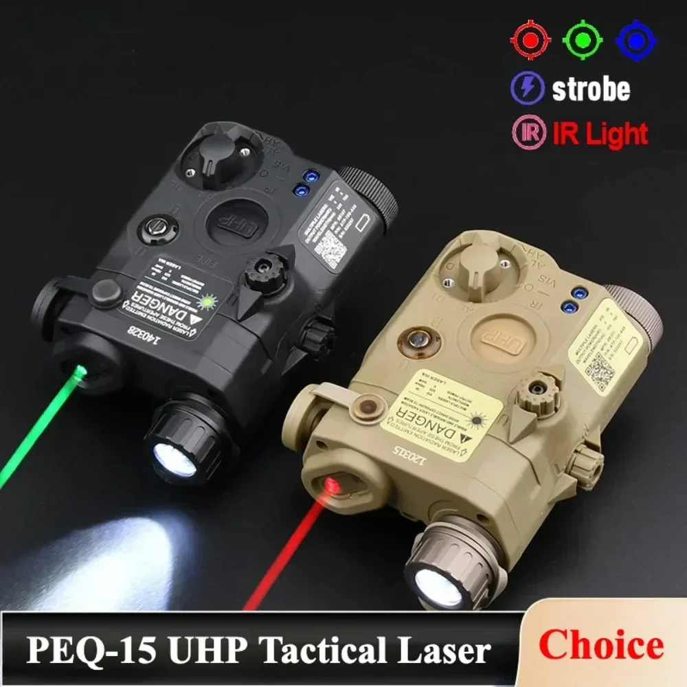 

PEQ-15 Red Green Dot IR Laser Sight UHP Weapon Light Indicator IR Fill Light Tactical Hunting Fit 20MM Rail Switch Fixed Base