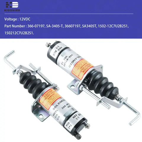 366-07197 연료 차단 솔레노이드 1502-12C7U2B2S1 SA-3405T Lister Petter 디젤 엔진 정지 솔레노이드 12V 용