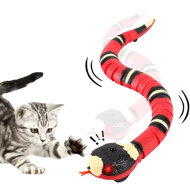 Interactive Smart Sensing Cat Toy Snake USB Rechargeable Kitten Toys for Indoor Cats Automatic Electronic Tricky Snake Pets Toy