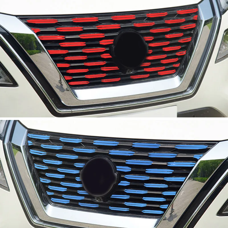 Front Grille Aufkleber Auto Front Hood Grille Aufkleber Aufkleber Für Nissan X-trail T33 2021-2023 Bunte Dekoration abdeckung Zubehör