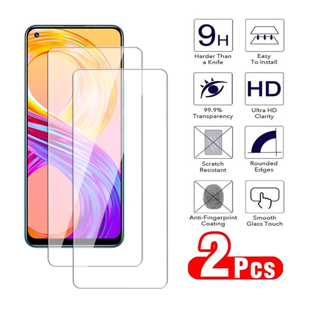 2Pcs Anti-Burst Tempered Glass Screen Protector For Realme 11 10 9 8 Pro Plus 6.4 4G 6.72 5G 6.43 Speed Transparent glass Film