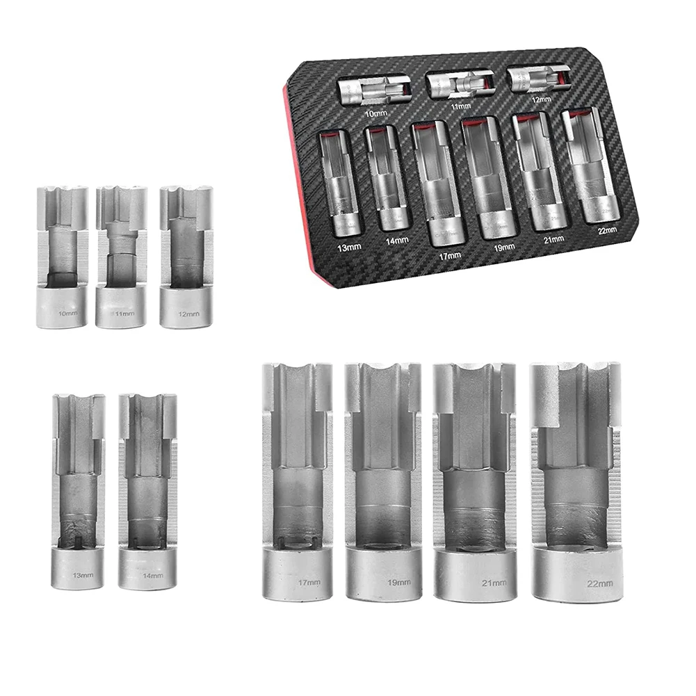 10-22mm 1/4 3/8 1/2 Diesel Injector Fuel Line Socket Wrench Set Union Nut Socket Convertor Adapter Chrome Woodworking Tools