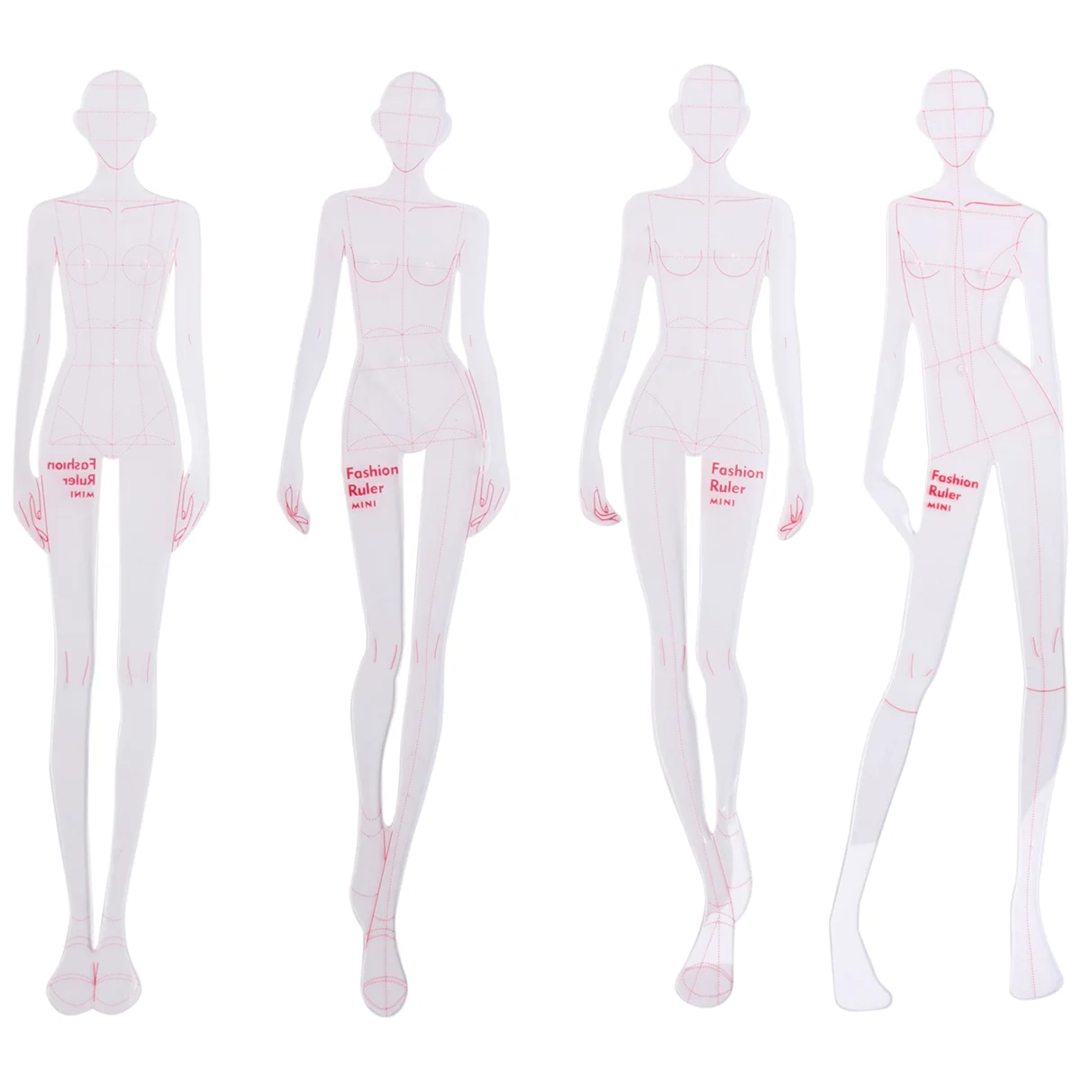 A56X Reglas de ilustración de moda Plantillas de bocetos Regla Costura Patrones humanoides Diseño Ropa Medición, Tipo A