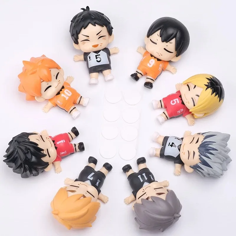 

8pcs/Set Haikyuus Action Figure Toys Q version Kenma Kozume Shoyo Hinata Kotaru Bokuto Yu Nishinoya Volleyball Model Dolls