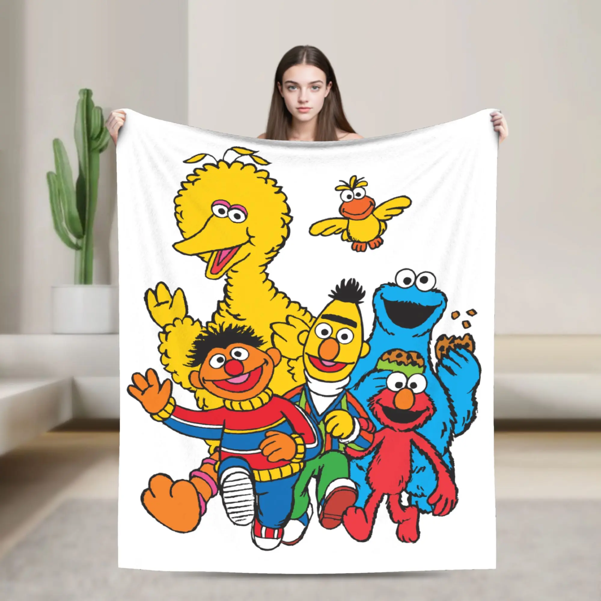 Vintage 123 Sesames Streets Cookie Monster Coral Fleece Plush Throw Blankets Blankets for Bedding Couch Soft Bedspread,