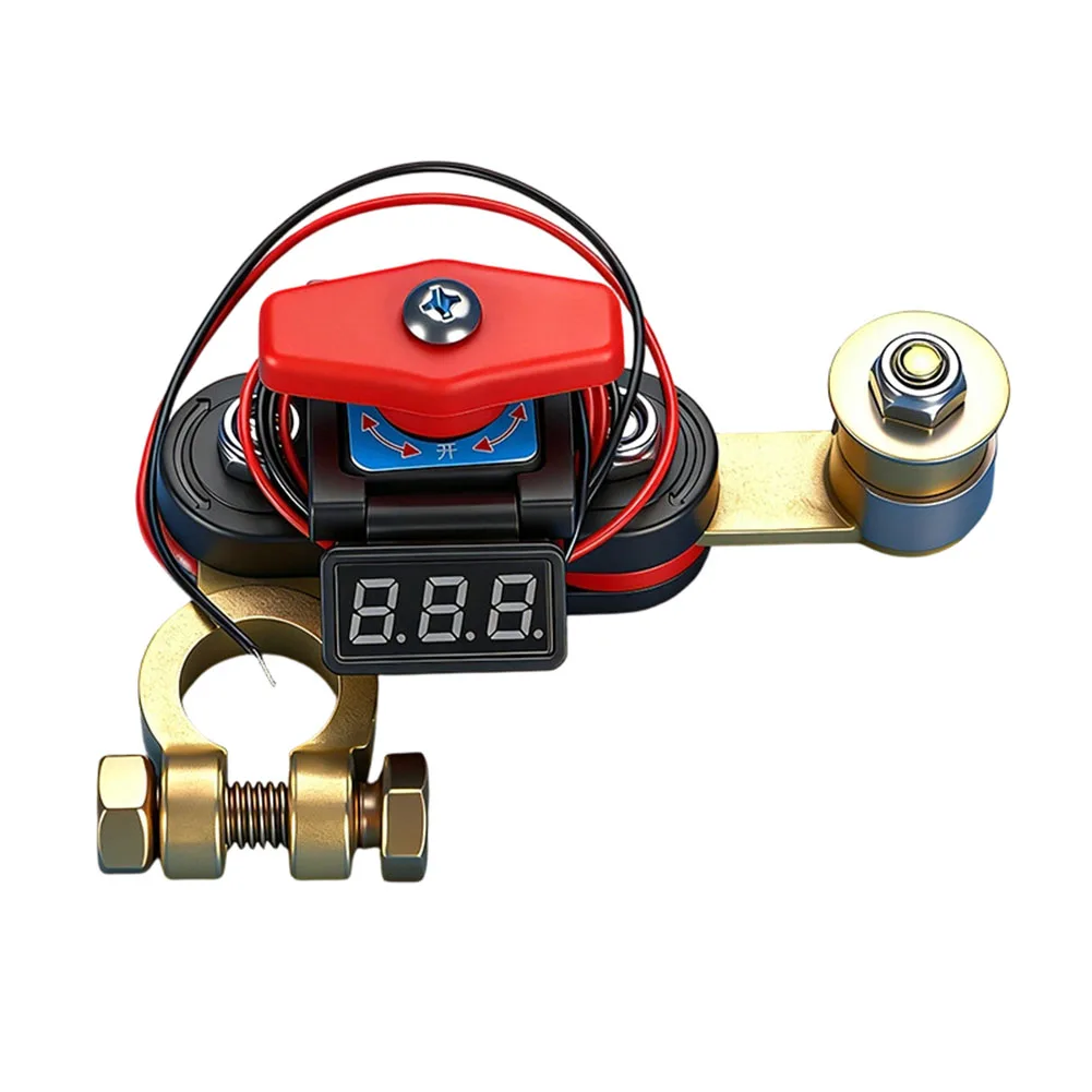 360° Rotating Digital Display Switch Leakage Prevention Car Battery Disconnect Switch Heavy-Duty Brass For 12/24V Tool Parts