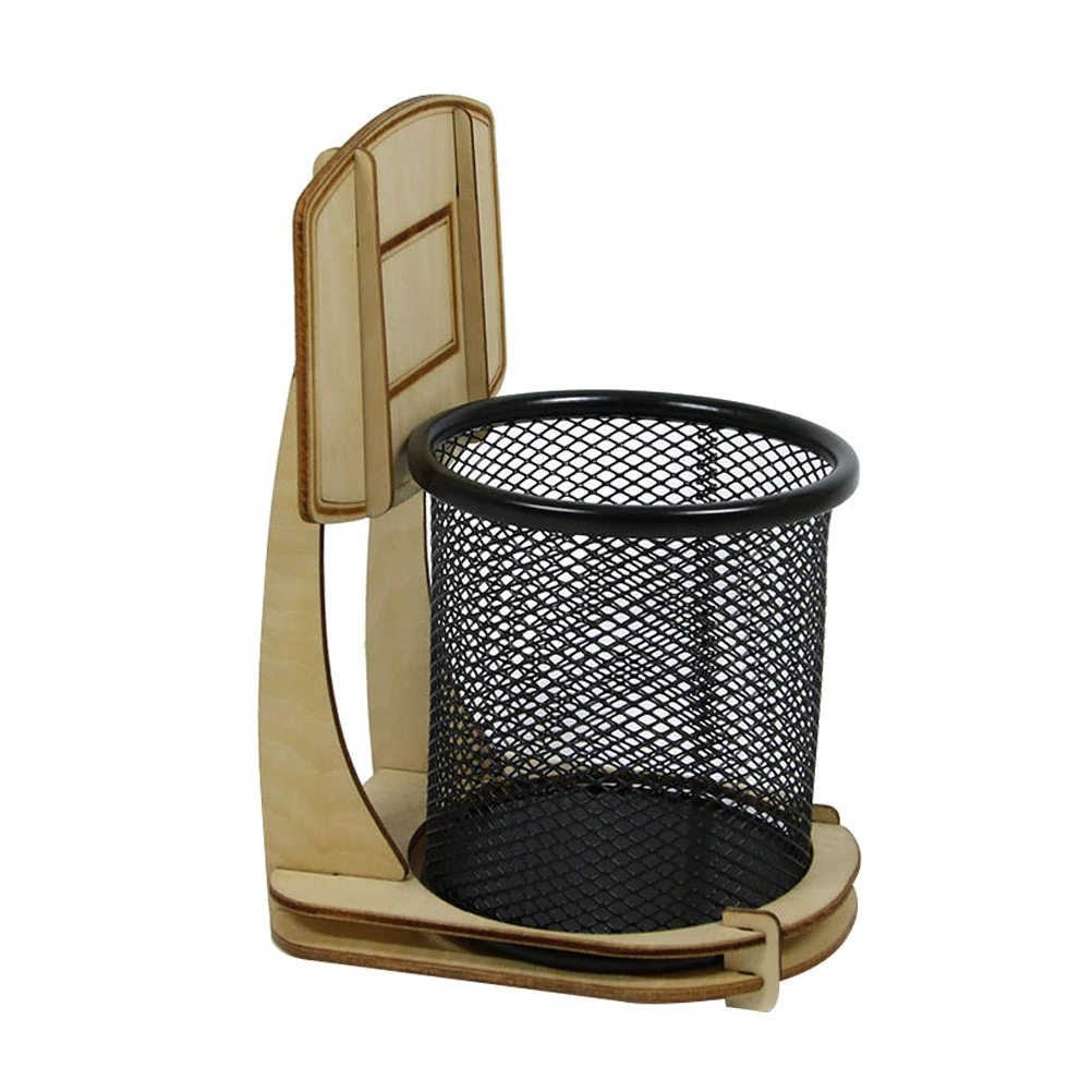 

Basketball Stand Pen Holder Man Pencil Case Wooden Makeup Tools Container