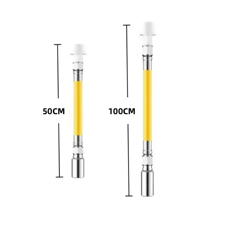 1Set Splashproof Free Bending Faucet Extension Tube 1 Mode Faucet Extension Extender Adjust Stainless Steel Water Tap Pipe Tube