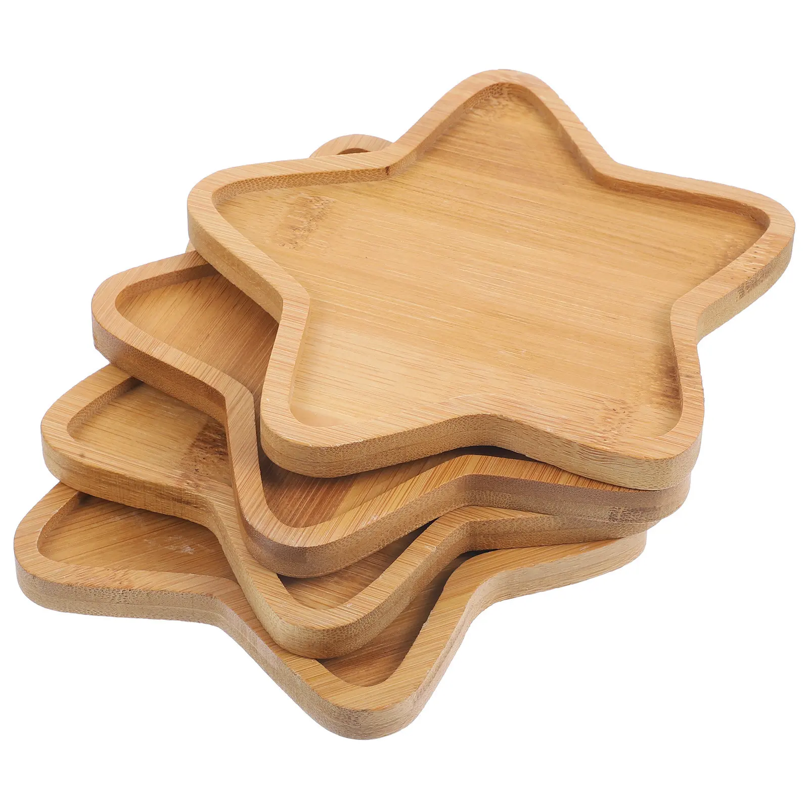 

4Pcs Bamboo Plant Saucer Tray Strong Non-Deformable Pot Base Coaster for Home Garden Use Easy to Clean Leakage Prevention