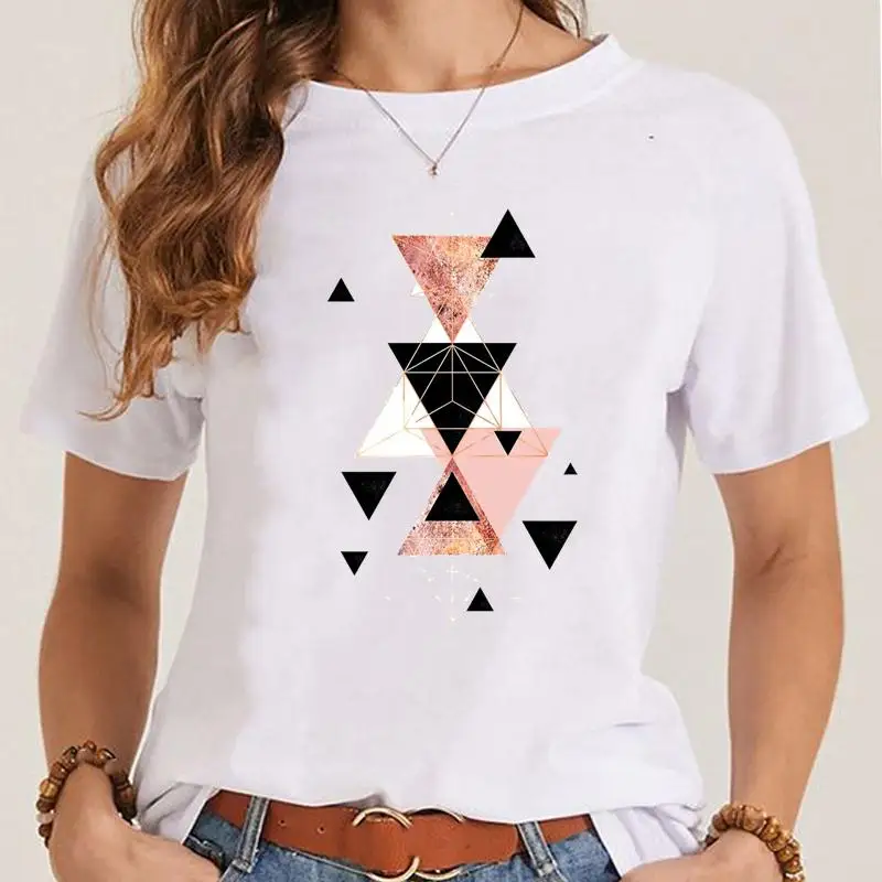 Graphic T Shirt Fashion Geometric Abstract Clothes Ladies Summer Tee Women Cartoon Short Sleeve Clothing T-shirt Female Top