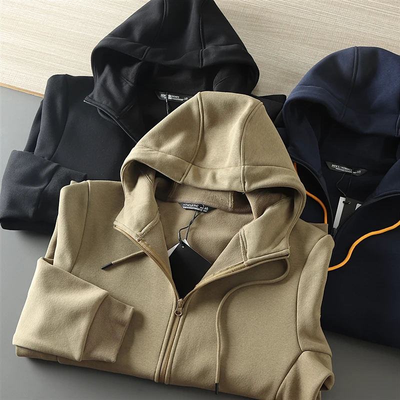 

Warmth And Sle Men's Hooded Fce Open Cardigan Sweatirt Casual Autumn Winter Faion Urban Youth Zipper ket Color