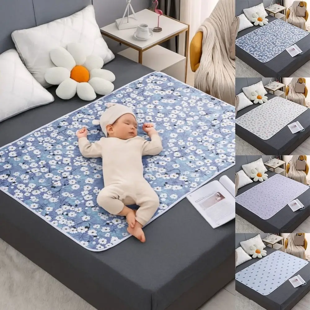 Soft Waterproof Baby Urine Mat Washable Breathable Bedding Urine Pads Flower Pattern Baby Sleeping Underpads Adults