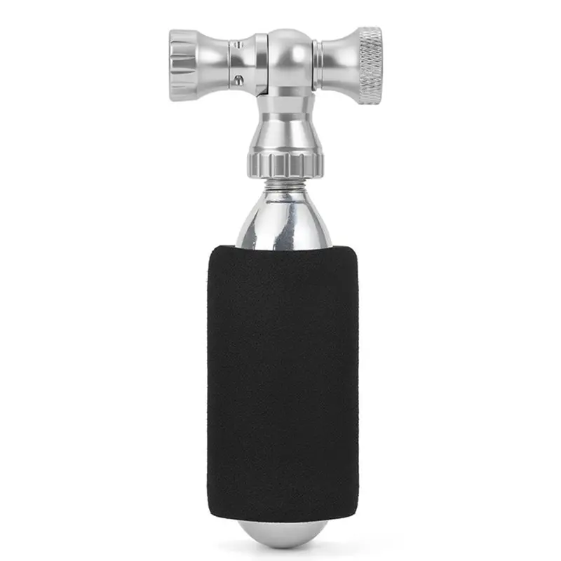 

A89E-Bicycle Portable Co2 Inflator Gas Bicycle Fast Mini Pump Presta & Schrader Valve Cylinder Mountain Bike Pump Silver