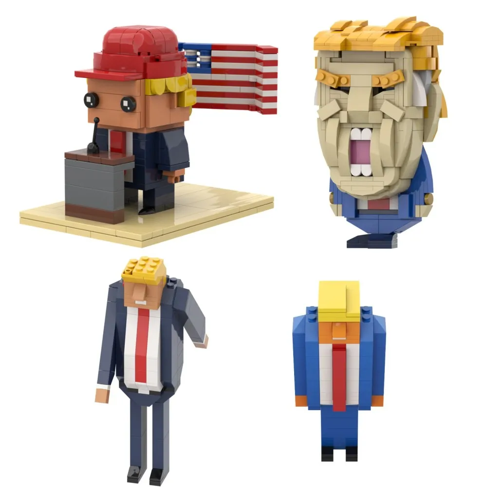 MOC Trumps Scene Building Block Set American Celebrity Trumps Brickheadzs Figure US Presidential Bricks Model Toy for kids Gift