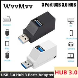 Mini HUB USB 3,0 de 3 puertos, adaptador extensor para PC, portátil, MacBook, teléfono móvil, transferencia de datos de alta velocidad