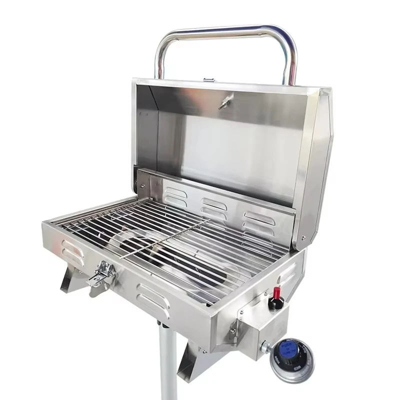 

Boat Parts RV Outdoor Adjustable Stainless Steel Large Gas and Charcoal Grill Combo BBQ Barbecue Grill