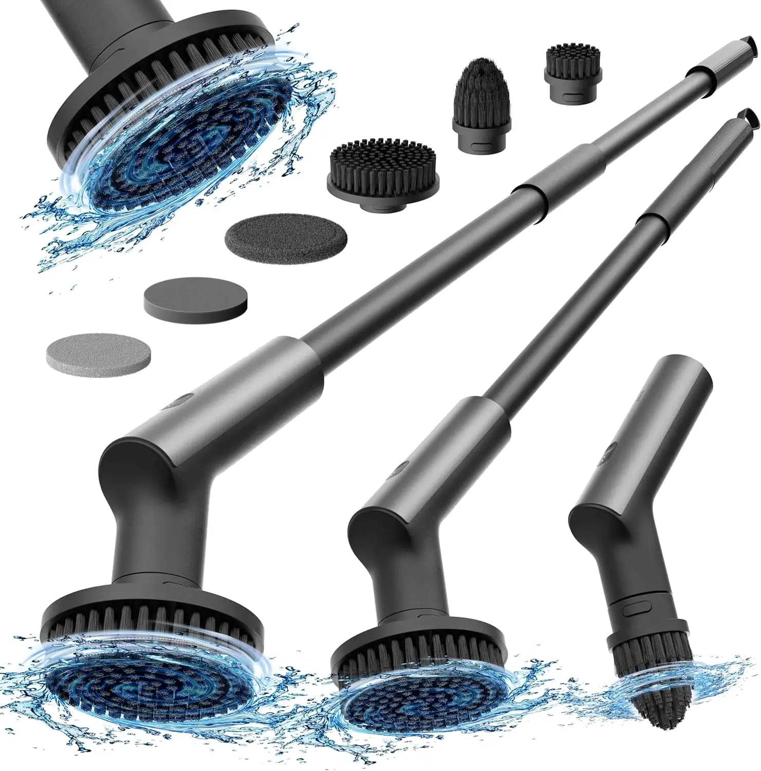 

Cordless Electric Spin Scrubber, IPX7 Waterproof Bathroom Cleaning Brush with Long Handle, 6 Brush Heads for Tile and Floor