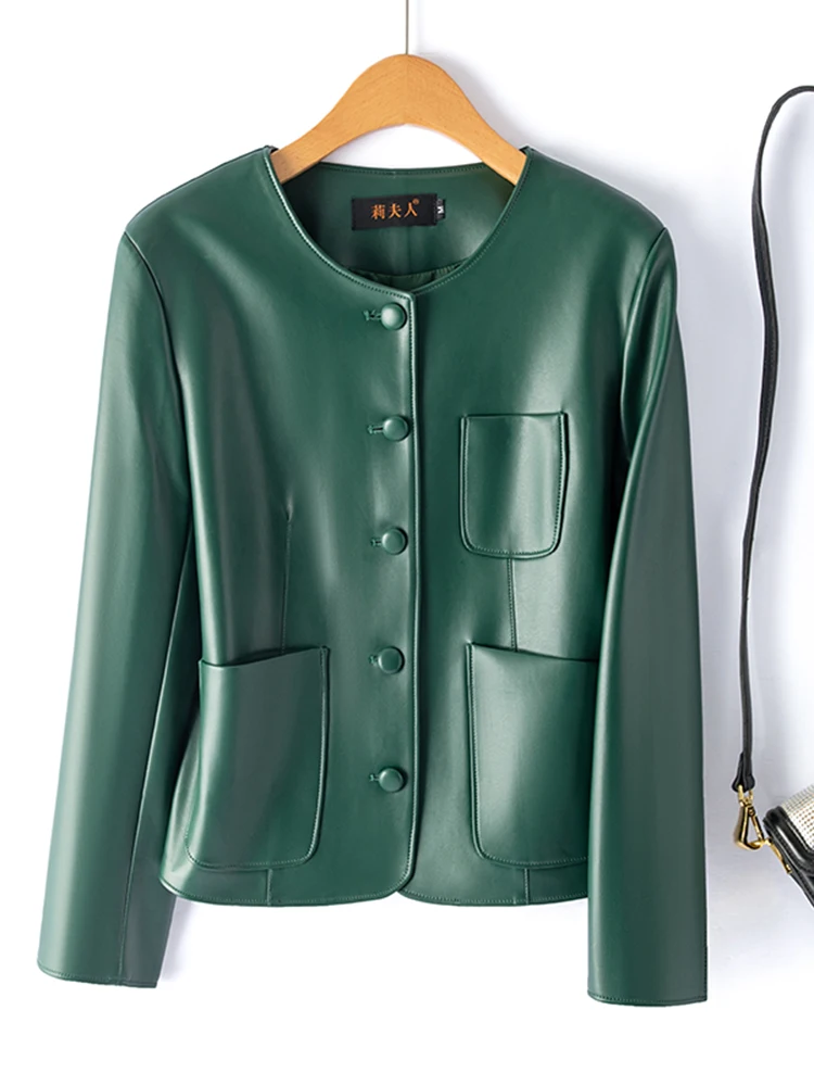 本革またはジャエット女性のスリムフィットシープスキンコート春秋の新しいスレカジュアル韓国版小さなアウターウェア