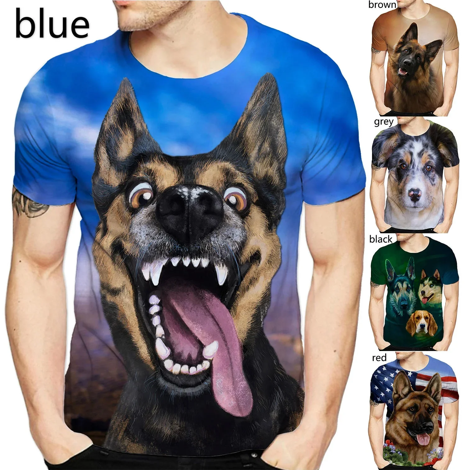 

Summer Unisex 3D Printed Cute Shepherd Dog T Shirt Fashion Men Casual T Shirt Tops