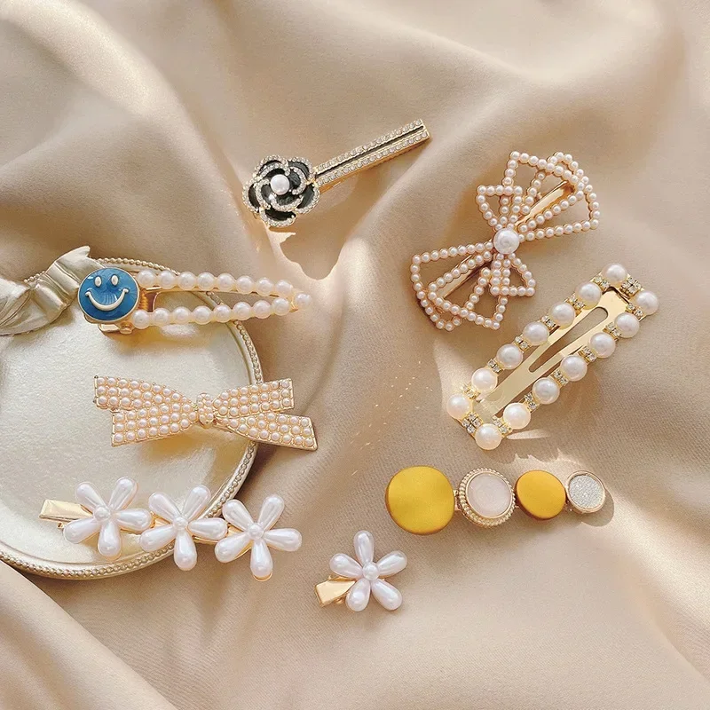 48/24/12Pcs Cute Pearl Hair Clips for Women Korean Hairpins Girl Geometric Love Hair Barrettes Fashion Hairgrip Hair Accessories