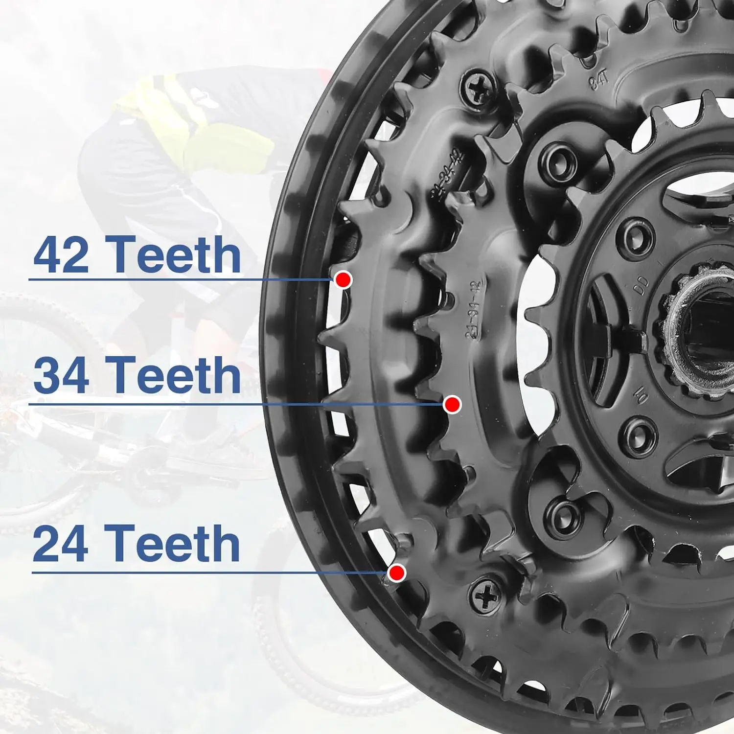 ZUKKA-platos y bielas para bicicleta de montaña, manivela de 7/8mm, engranajes cónicos cuadrados, AT45 42-34-24 dientes para 3x6/170 velocidades