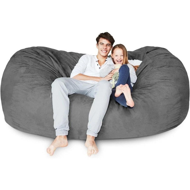 Luxurious Giant 7ft Bean Bag Chair with Microsuede Cover - Ultra Soft, Foam Filling, Washable Jumbo Sofa for Kids, Teenagers