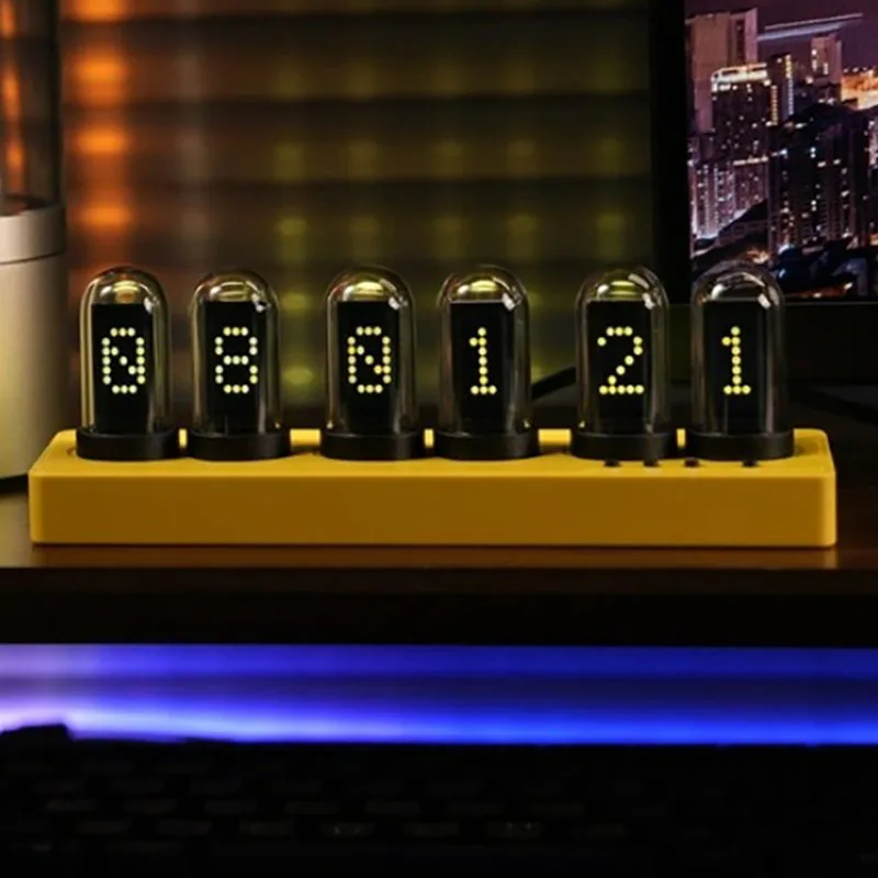 

LED Tube Clock Vintage Digital RGB Glow Tube Clock Timer IPS Color Screen WiFi Weather Clocks Alarm Clocks Table Decoration