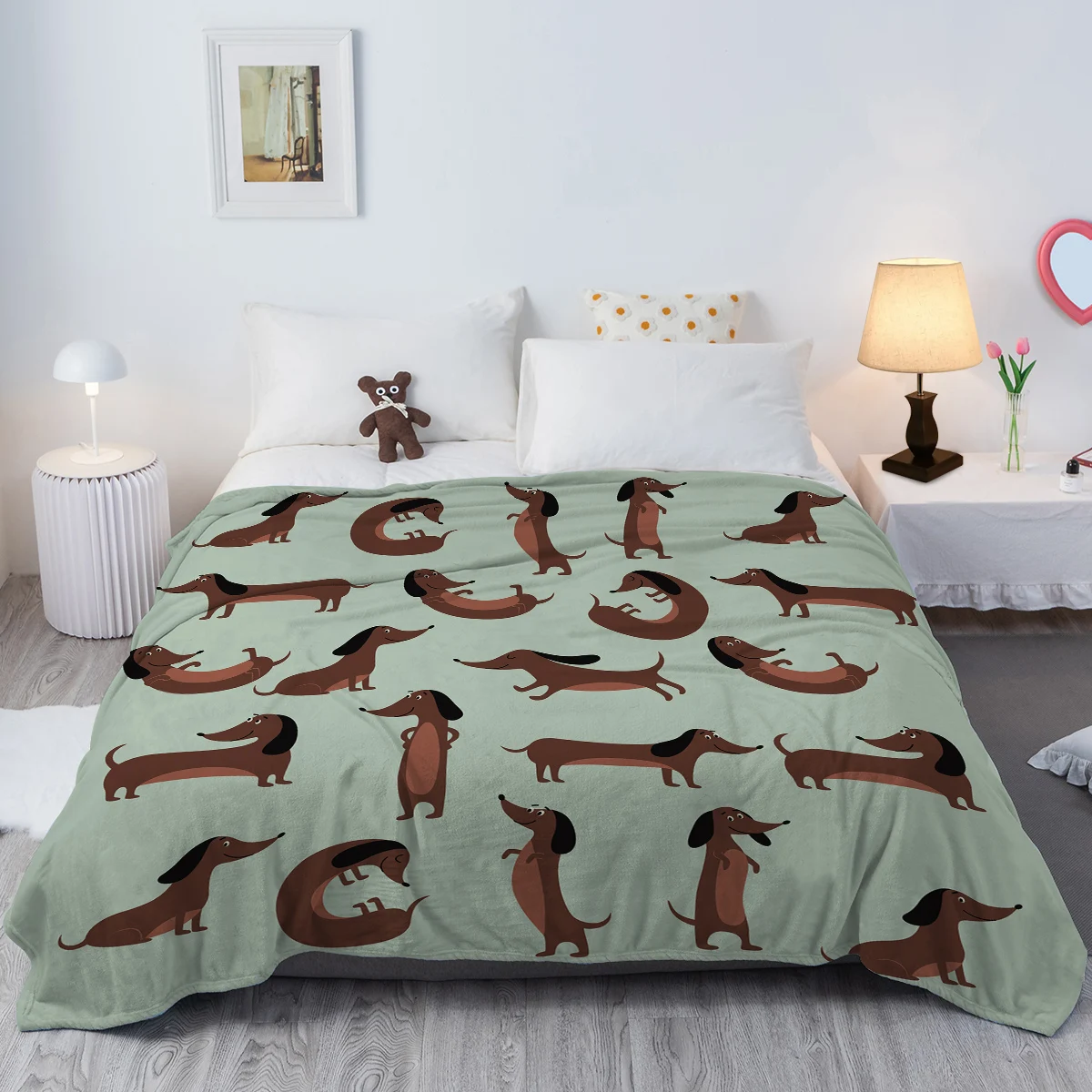 The Dachshund Pose Blanket Printed Throw Blanket Plush Fluffy Flannel Fleece Blanket Soft Throws for Sofa Couch and Bed