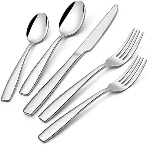 

60-Piece Heavy Duty Stainless Steel Flatware Set for 12 – Dishwasher Safe, Mirror Polished