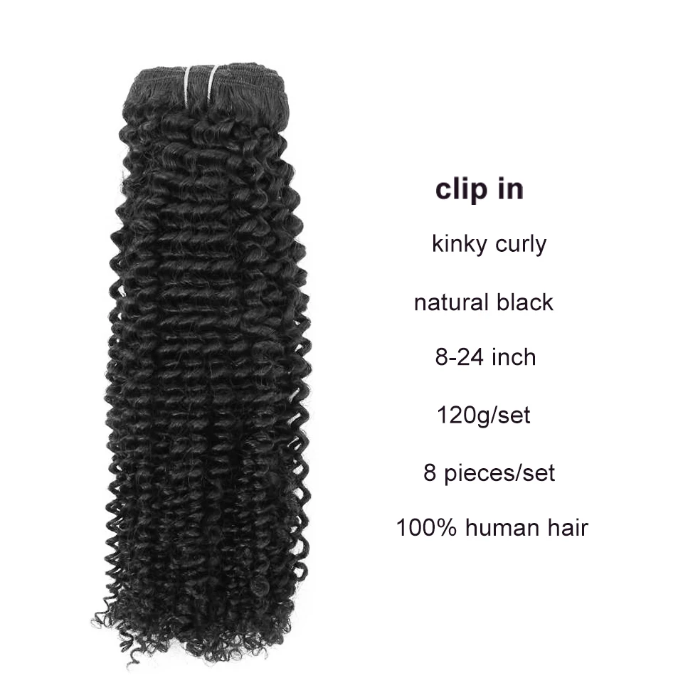 Alipretty Kinky Krullend Clip Ins Natuurlijke Uitbreiding Haar Clip Voor Volledige Hoofd Human Natural Hair Clips Voor Vrouwen Braziliaanse Remy haar