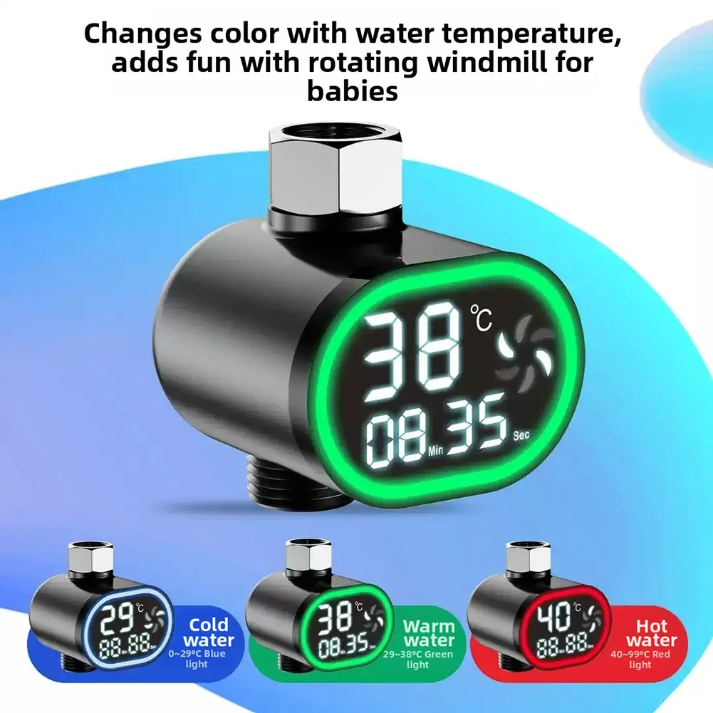 Shower Water Thermometer with Digital LED Screen and Visual Color Indicator for Accurate Real-Time Bath Temperature