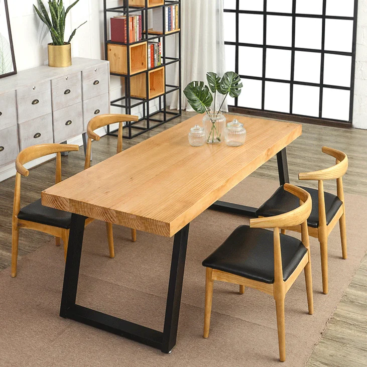 

Solid Wood Modern Simple Rectangular Dining Table Household Dining Table Small Family Dining Table Chair Combination Set