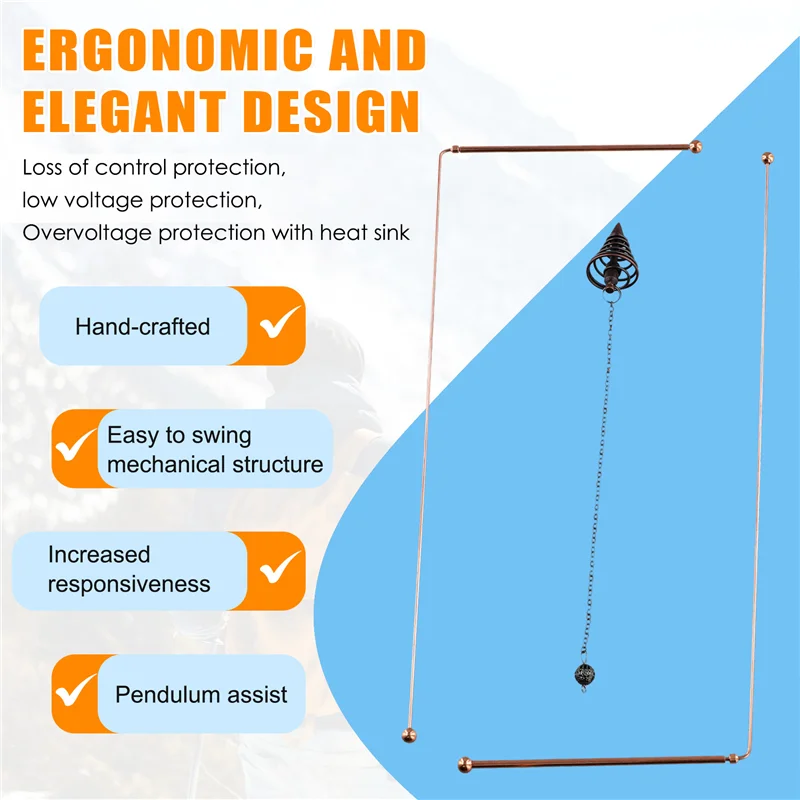 -RRKK Batang Dowsing Tembaga - 99.9% Tembaga Murni 2 Buah Batang Ramalan Detektor Penyihir Air Energi dengan Liontin Pendulum