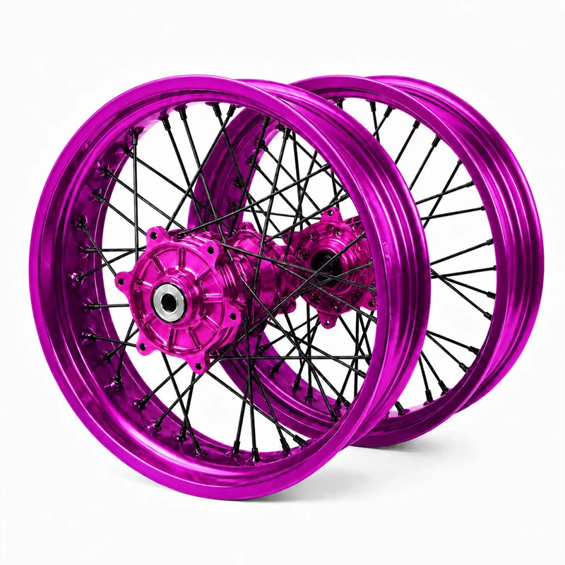 New Racing Spoke Wheels 17 Inch Supermoto Rims Lightweight High Rigidity CNC Machined Hub Impact Wear Resistant Universal