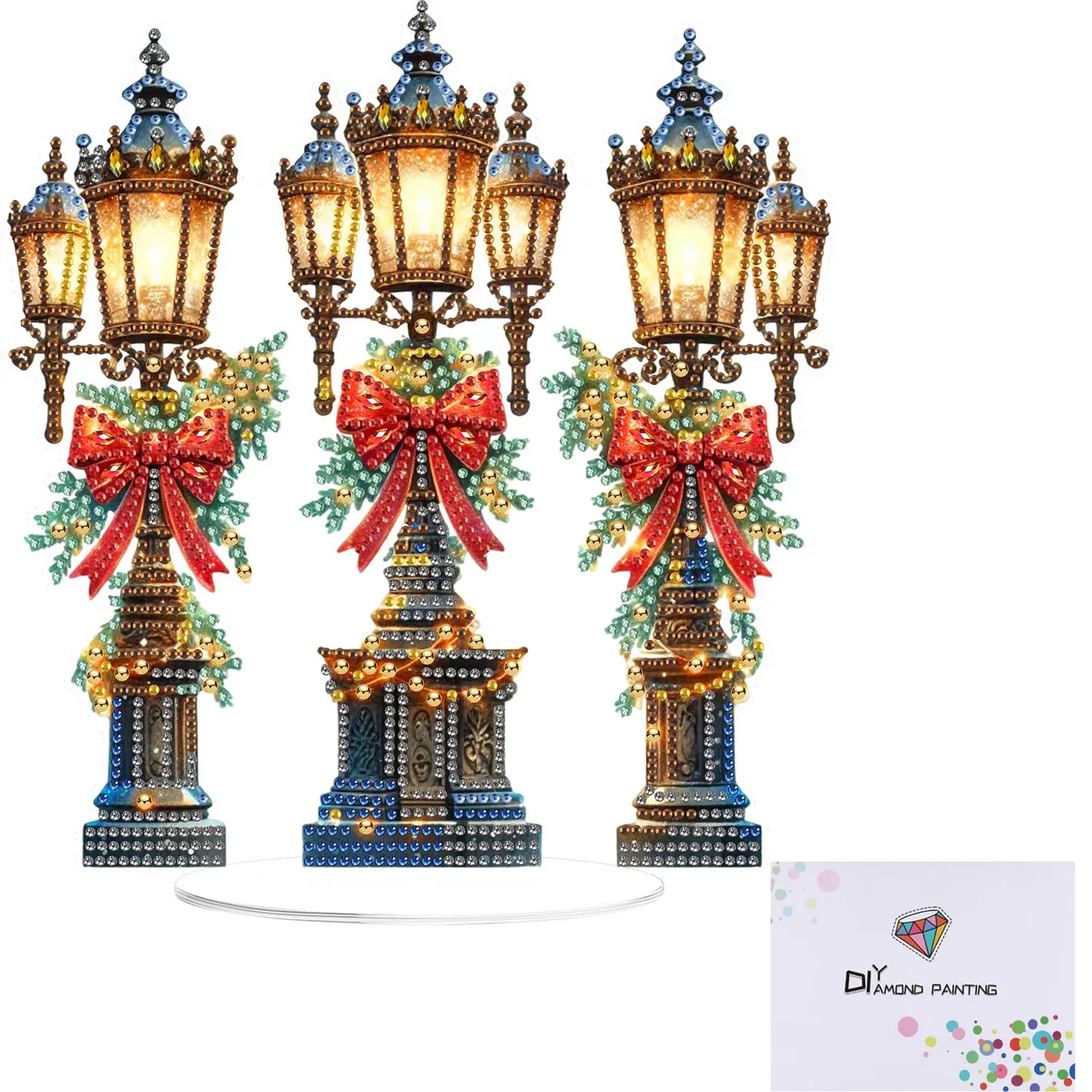 

2D Flat Print Xmas Street Lamp DIY Table Top Diamond Painting Ornament Kits
