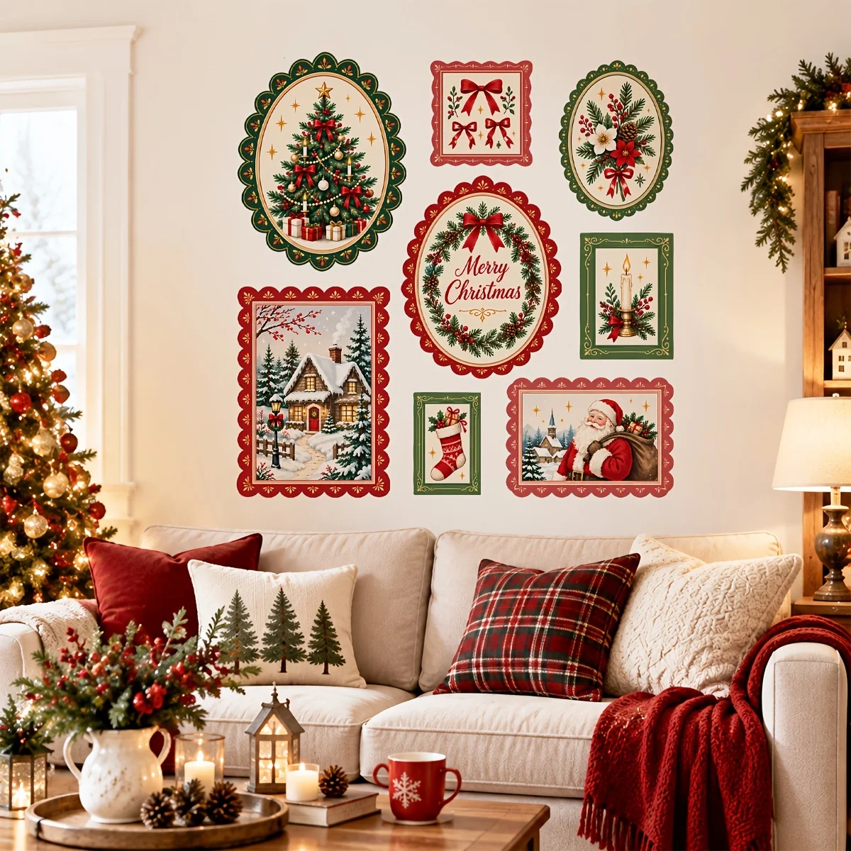 1pc Merry Christmas Wall Sticker,suitable for cabinet,glass doors,windows,wall decor,holiday decoration,freely DIY combination