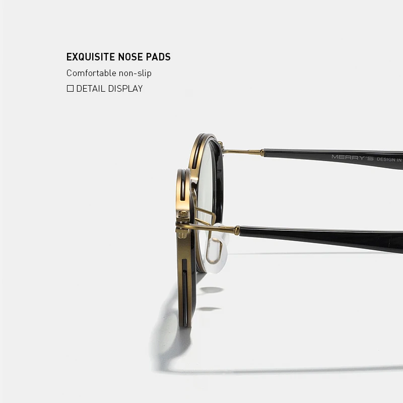 MERRYS DESIGN Retro Round Steampunk Glasses Frame Men Women Luxury Titanium Alloy Eyewear Myopia Prescription Eyeglasses S2803
