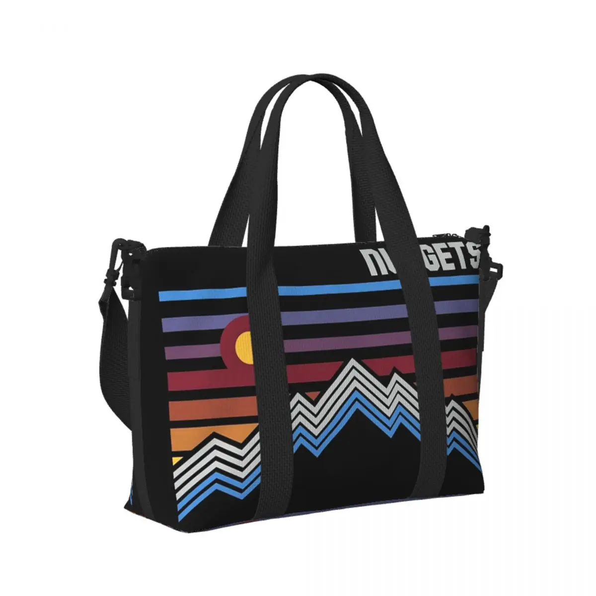 

Custom Denver Nuggets Beach Travel Bag Large Capacity Tote Bags for Gym Sport Women Shopping Duffle Shoulder Bag