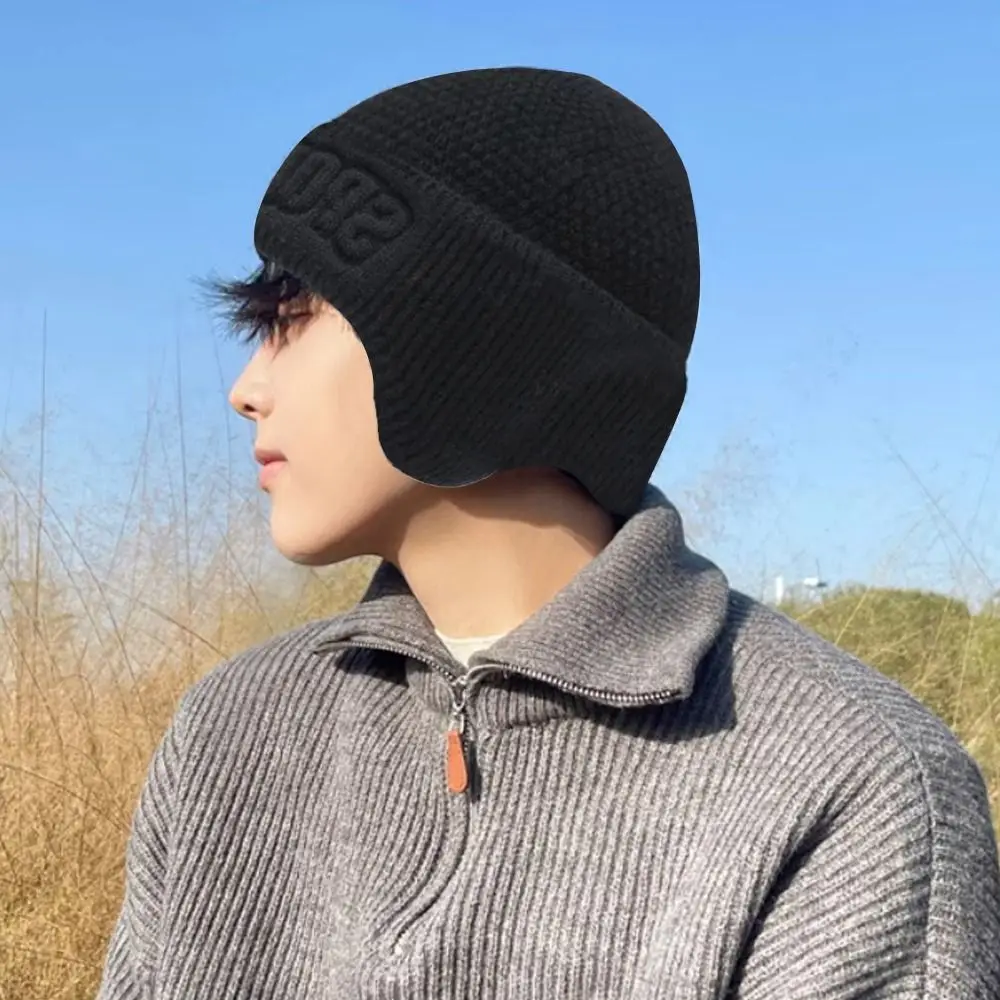 Outdoor Soft Winter Hat Windproof Fleece-Lined Beanie Hat Thick Sports Knitted Hat for Men