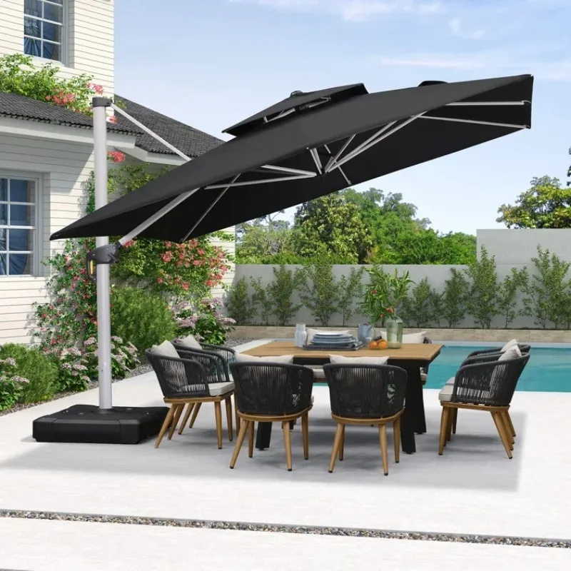 2.5m Square Modern Garden Patio Umbrella Restaurant Cafe Hotel Luxury Outdoor Commercial Aluminum Frame Waterproof Courtyard