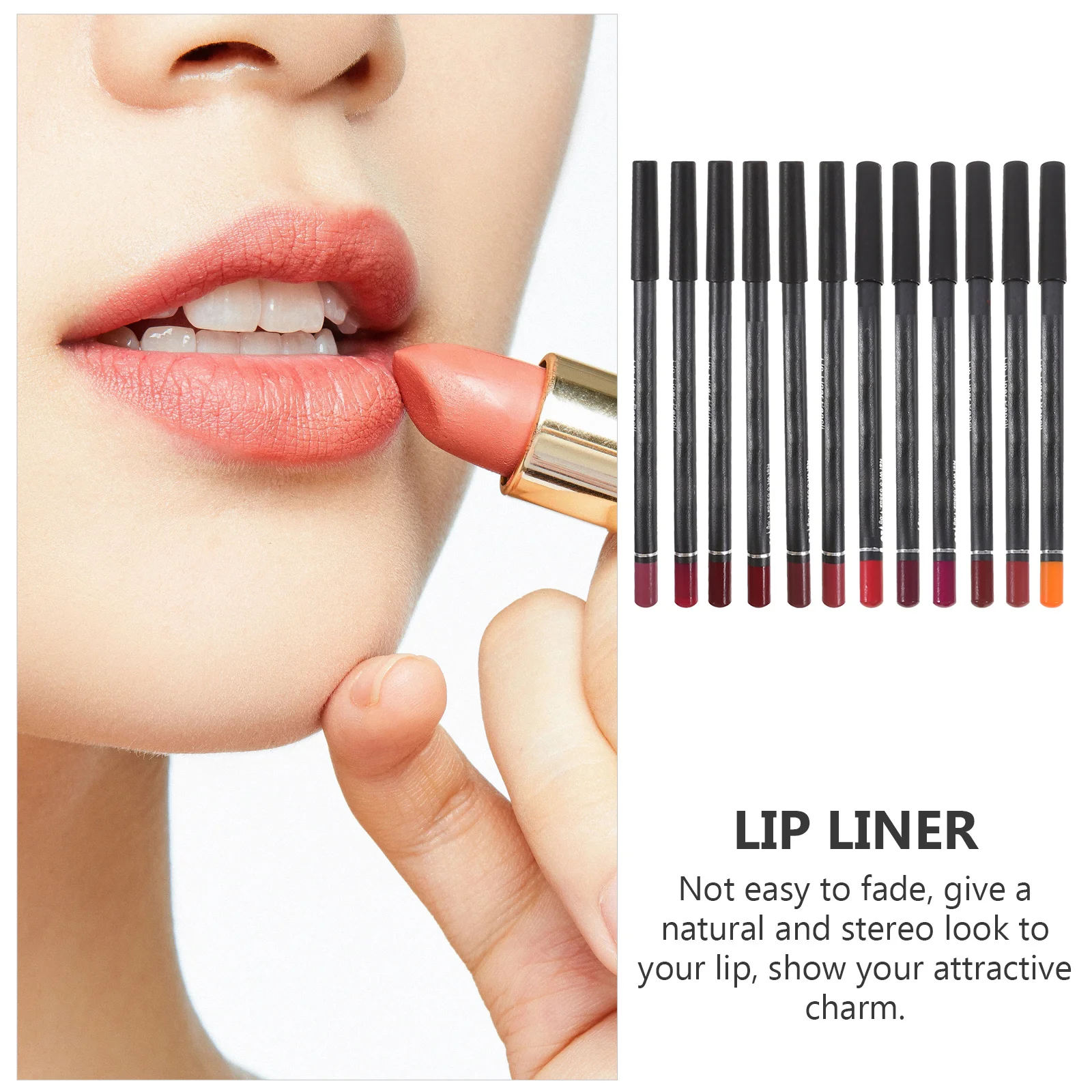 12pcs Lip Liner Set Waterproof Long-Lasting Makeup Lip Pencil Natural Stereo Look Accessory For Women