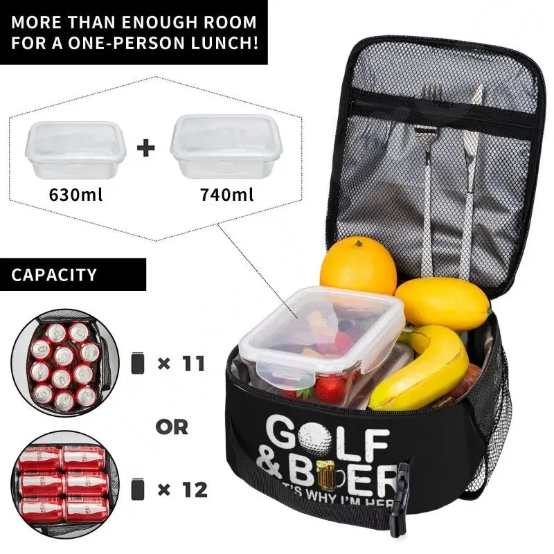 Golf Ball Insulated Lunch Bag for Women Kids Leakproof Thermal Cooler Lunch Box for Work School Travel Beach Picnic Camping