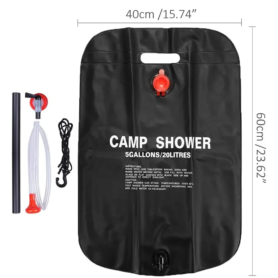 20/40L Camping foldable Solar shower bag Outdoor Bath Water Bag Sun Compact Hot Water shower bag Scrub Pool accessories