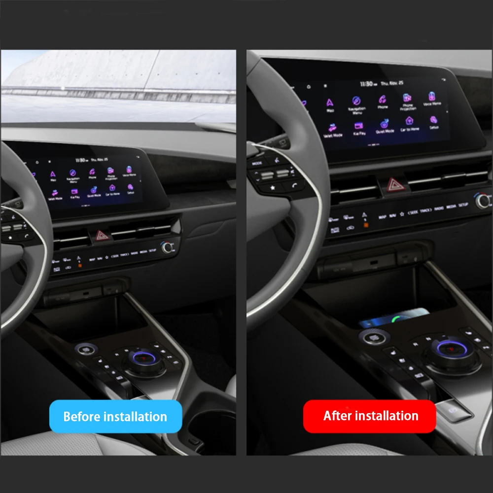 Car Wireless Mobile Phone Charger Center Console Storage QI 18W iPhone fast charge for Kia Niro SG2 2022-2025