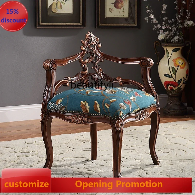 

ss7304 Французский классический стул для макияжа Импортная мебель для спальни из красного дерева Высококачественный стул в европейском стиле