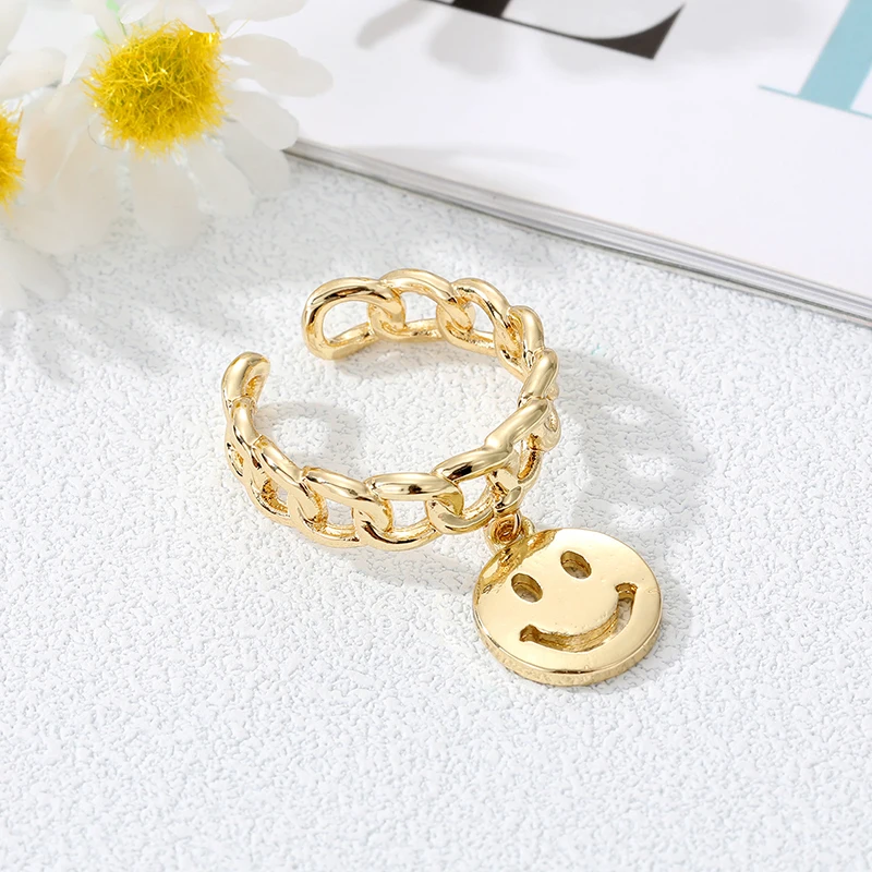 Heart Smile Star Cow Leopard Tassel Ring For Women Men New Vintage Punk Gold Color Adjustable Knuckle Ring Wedding Party Jewelry