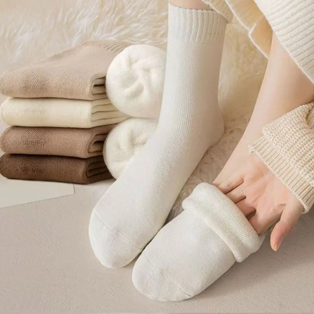 New Polyester Winter Warmer Thicken Sock Thermal Wool Medium Tube Sock Cashmere Snow Socks Seamless Sleeping Socks